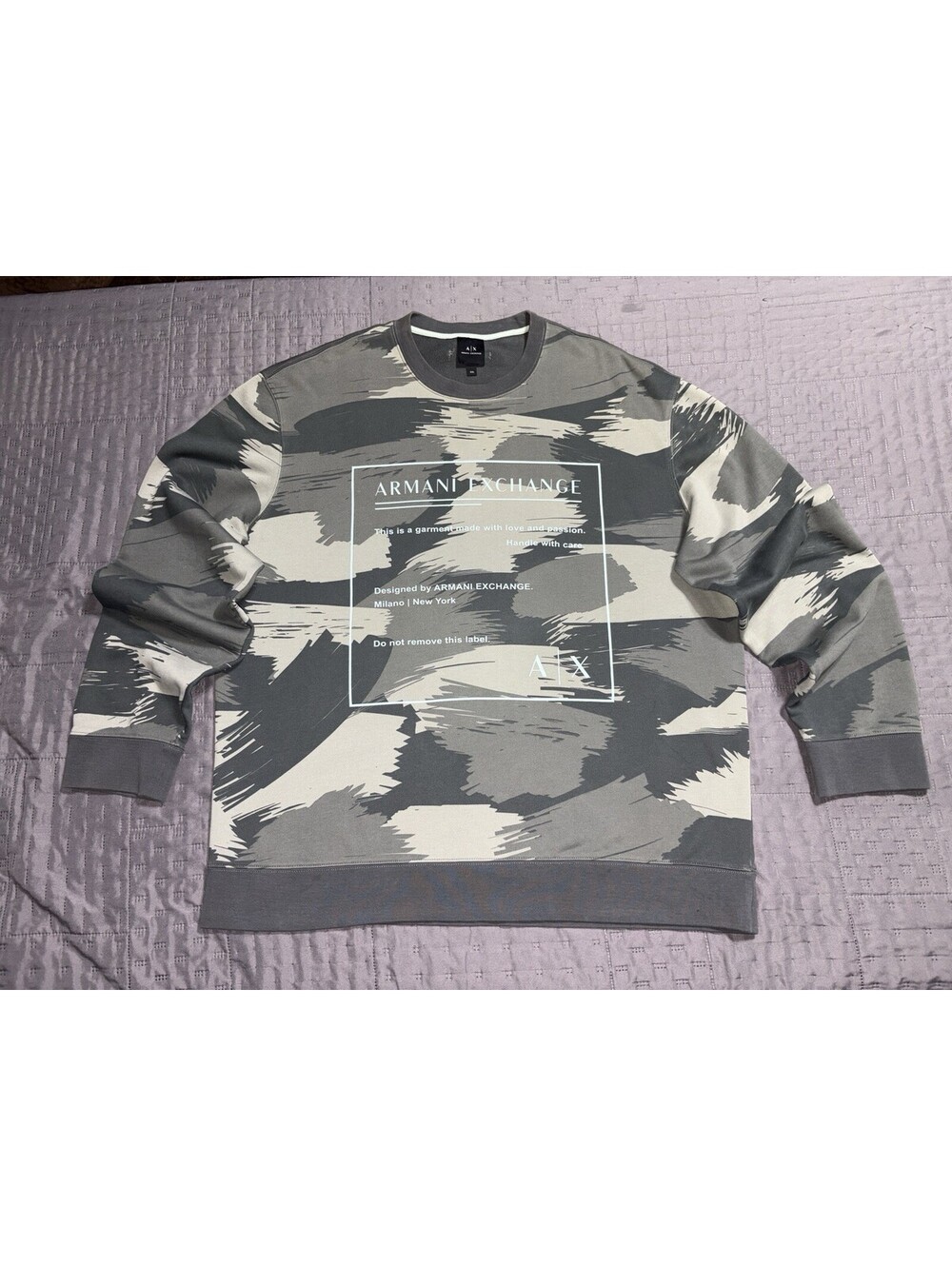 Armani Exchange Men Pull-over Paint Brush Camo Back Logo , Urban, 2XL